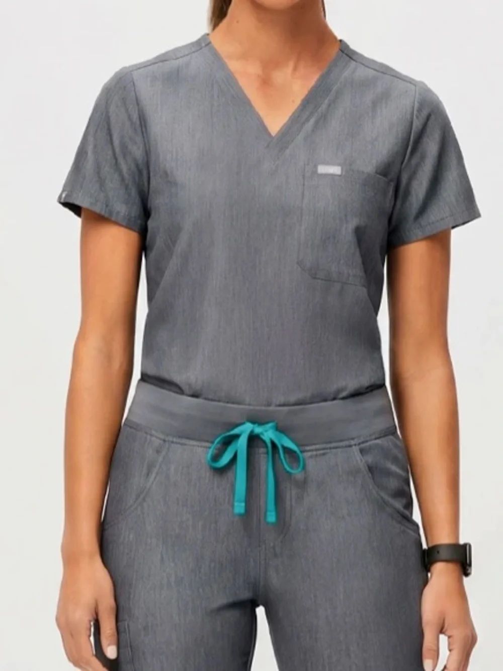 FIGS Catrina One-Pocket Graphite Gray Scrub Top Size XS